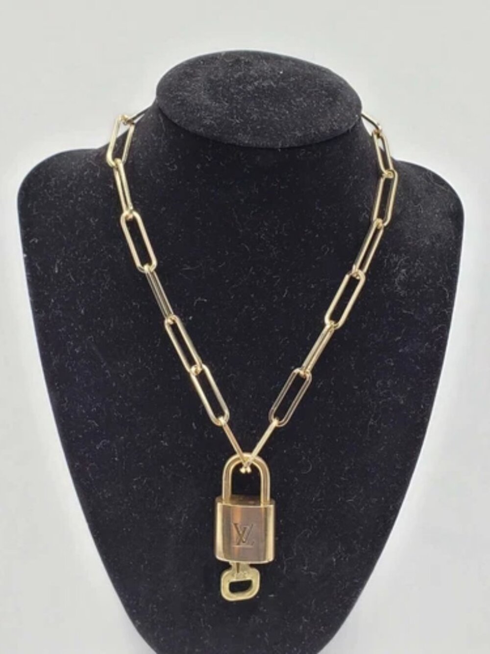 Gold-Plated Necklace with Authentic Louis Vuitton Padlock
